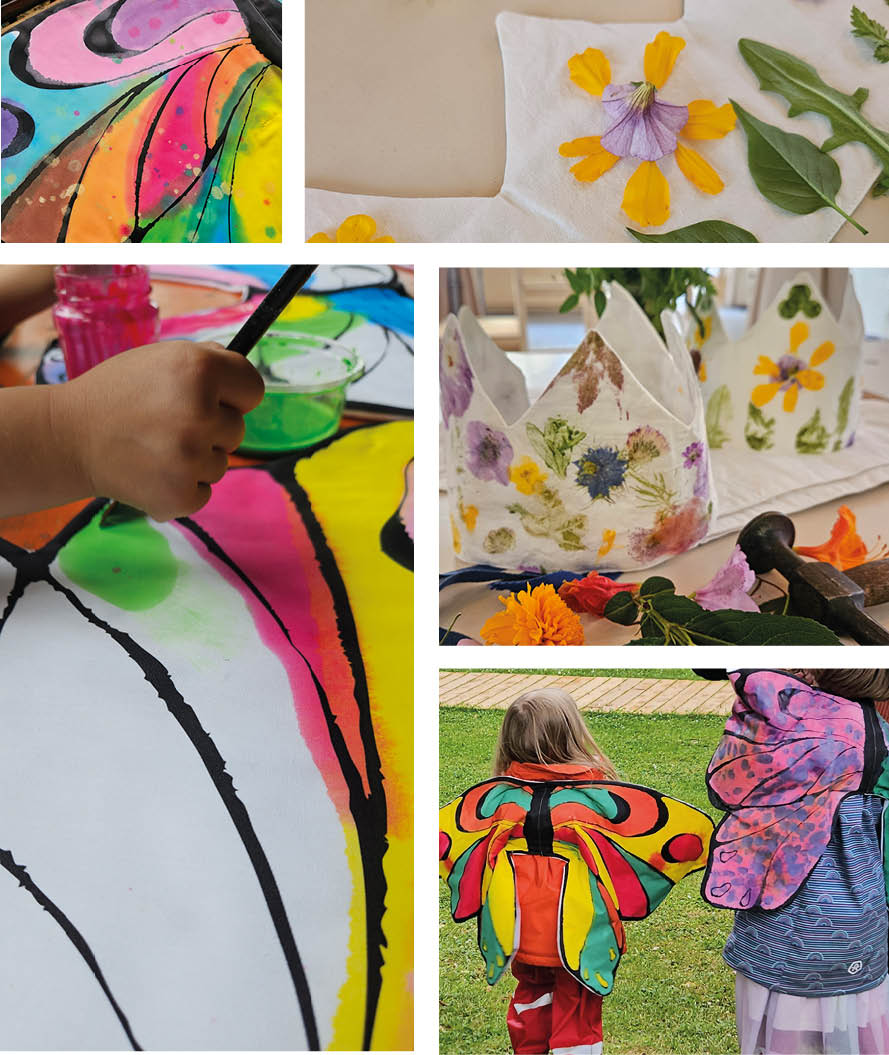 collage of images showing costume making workshops