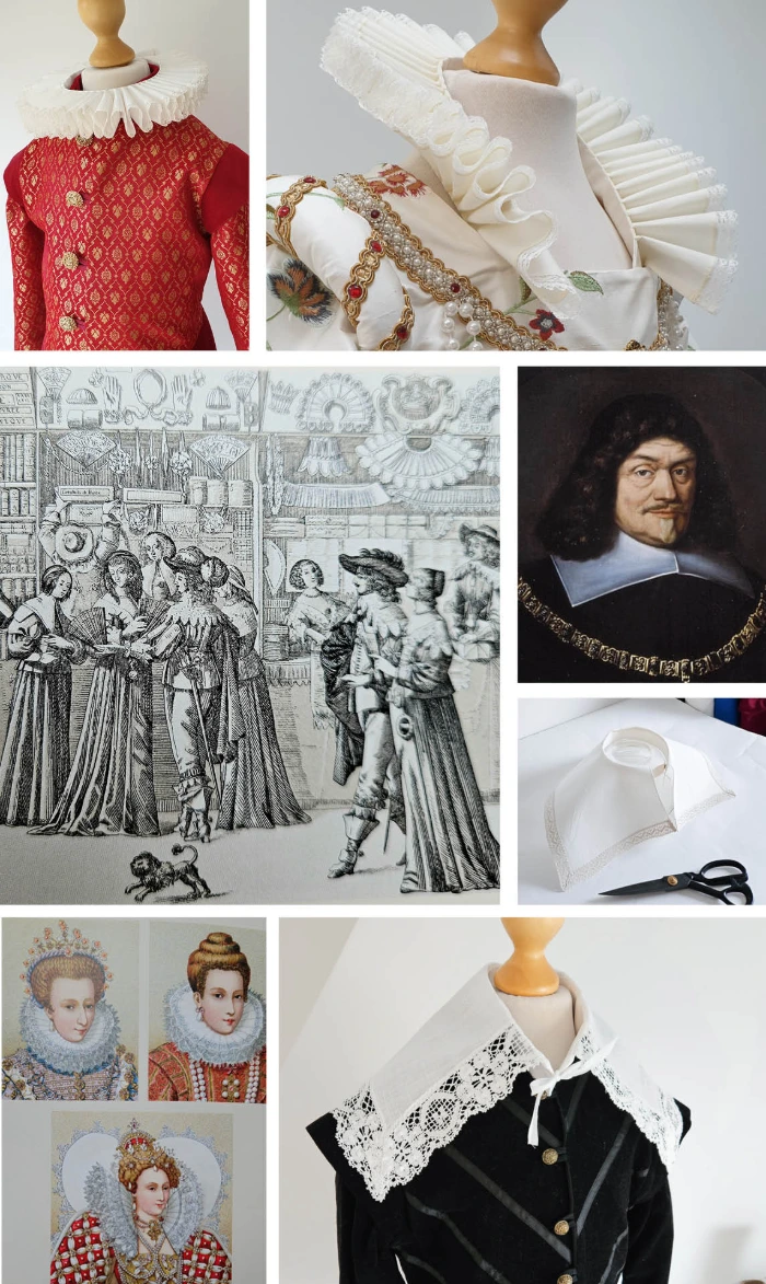 Overview over some historical collars, ruffs and falling bands