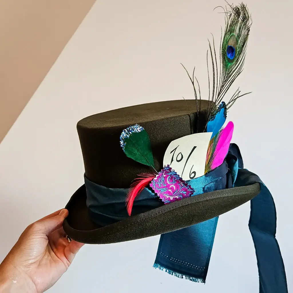 Mad Hatter Top Hat (wine red, klein)