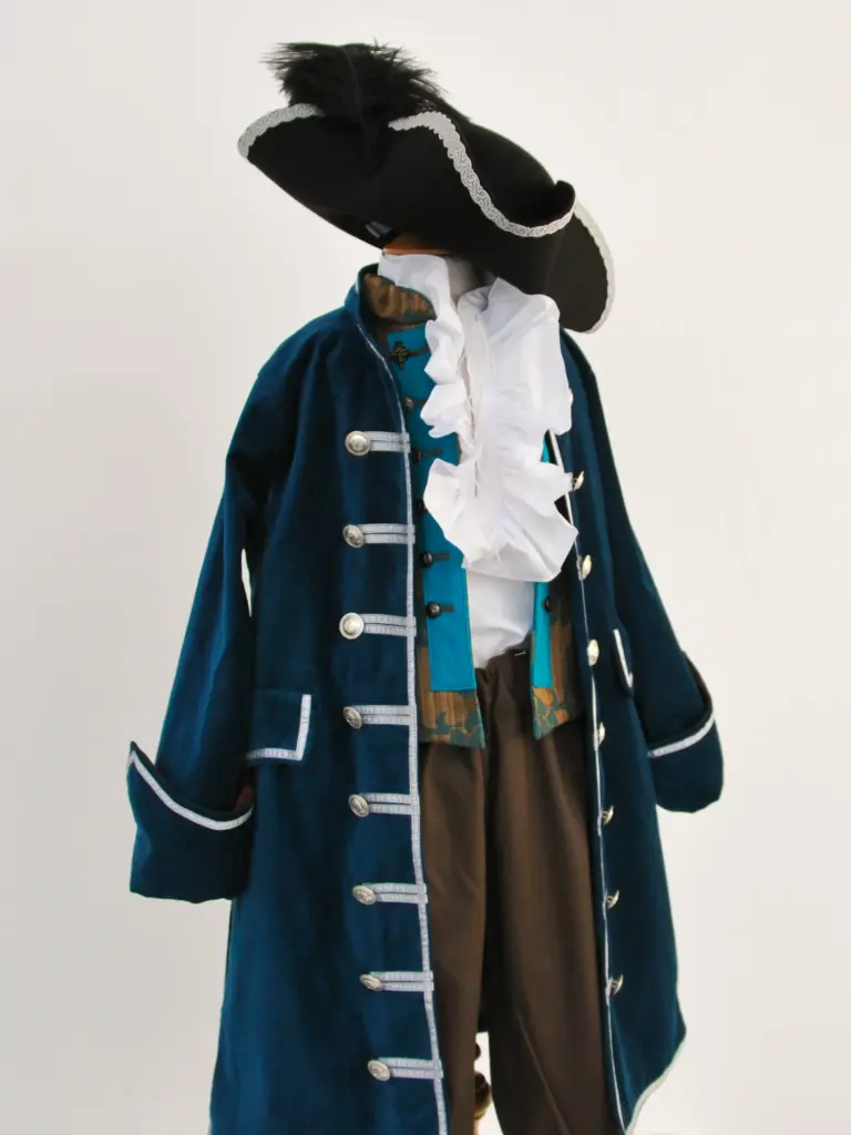 Teal Blue Velvet Pirate Coat