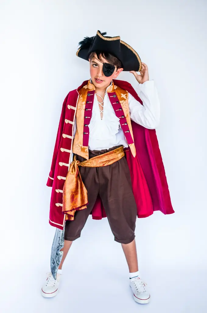 Manteau de pirate en rouge vin ou bleu pétrole (3-4 ans, bleu pétrole)