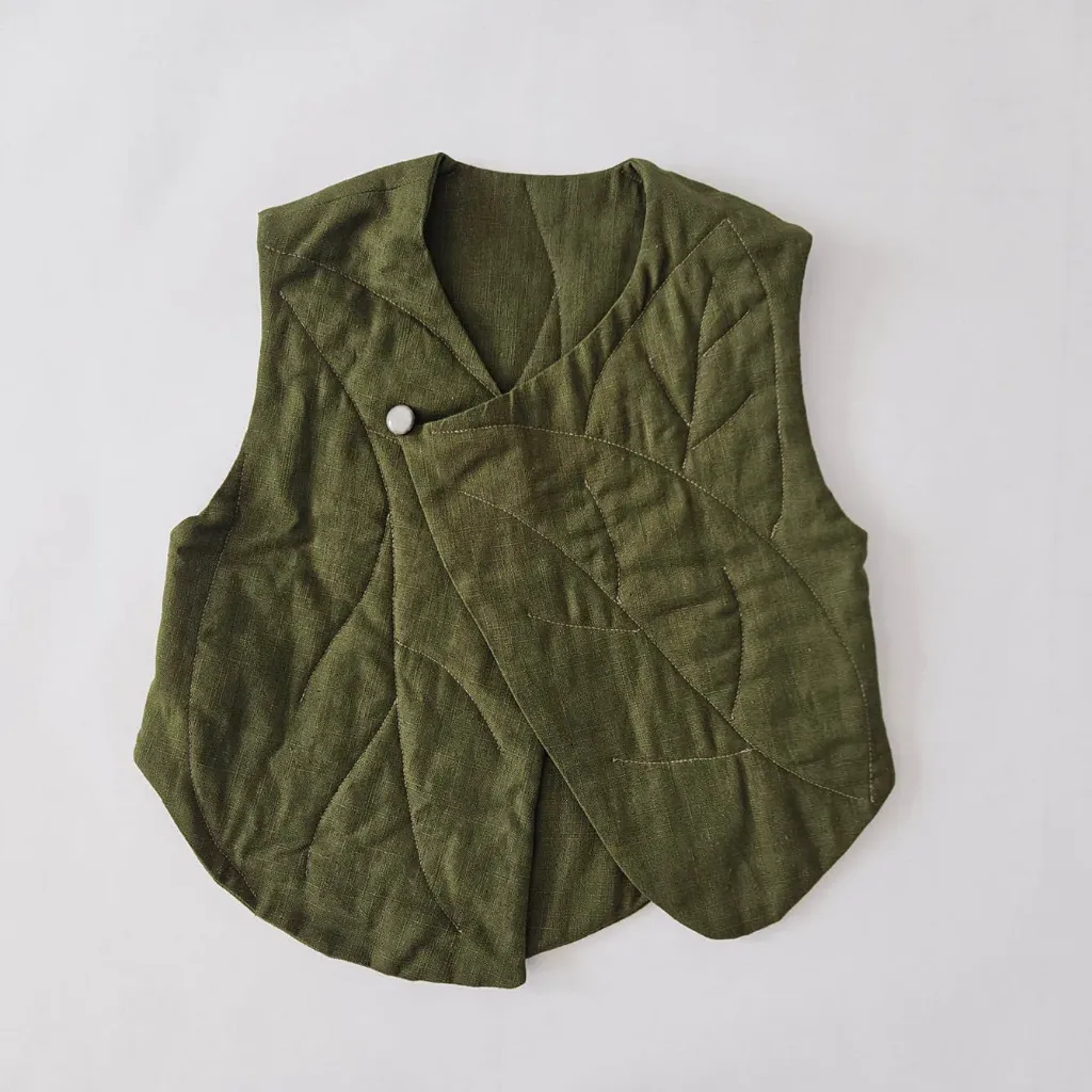 Pure Linen Leaf Vest (3-4 Jahre (Gr.104), all green linen)